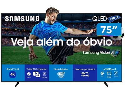Smart TV 75" Samsung Ultra 4K QLED QN75Q7FAAGXZD Tizen Q4 AI 3 HDMI