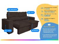 Sofá 3 Lugares Retrátil Reclinável Suede Califórnia JW Estofados - 2