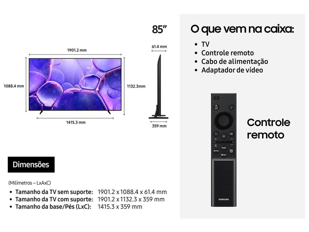 Smart TV 85" Samsung 4K Crystal UHD 85U8100F Tizen 3 HDMI - 7