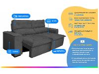 Sofá 3 Lugares Retrátil Reclinável Suede Califórnia JW Estofados - 2