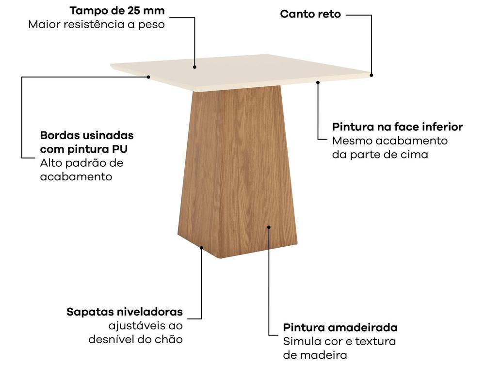 Mesa de Jantar 4 Cadeiras Quadrada Henn Dora - 2