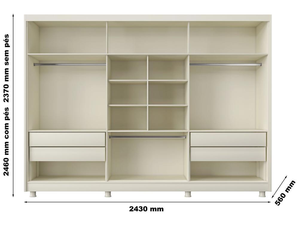 Guarda-roupa Casal com Espelho 4 Gavetas 6 Portas Made Marcs Torino - 3