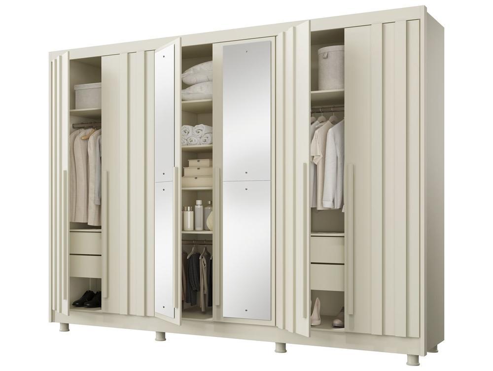 Guarda-roupa Casal com Espelho 4 Gavetas 6 Portas Made Marcs Torino - 6