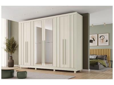 Guarda-roupa Casal com Espelho 4 Gavetas 6 Portas Made Marcs Torino