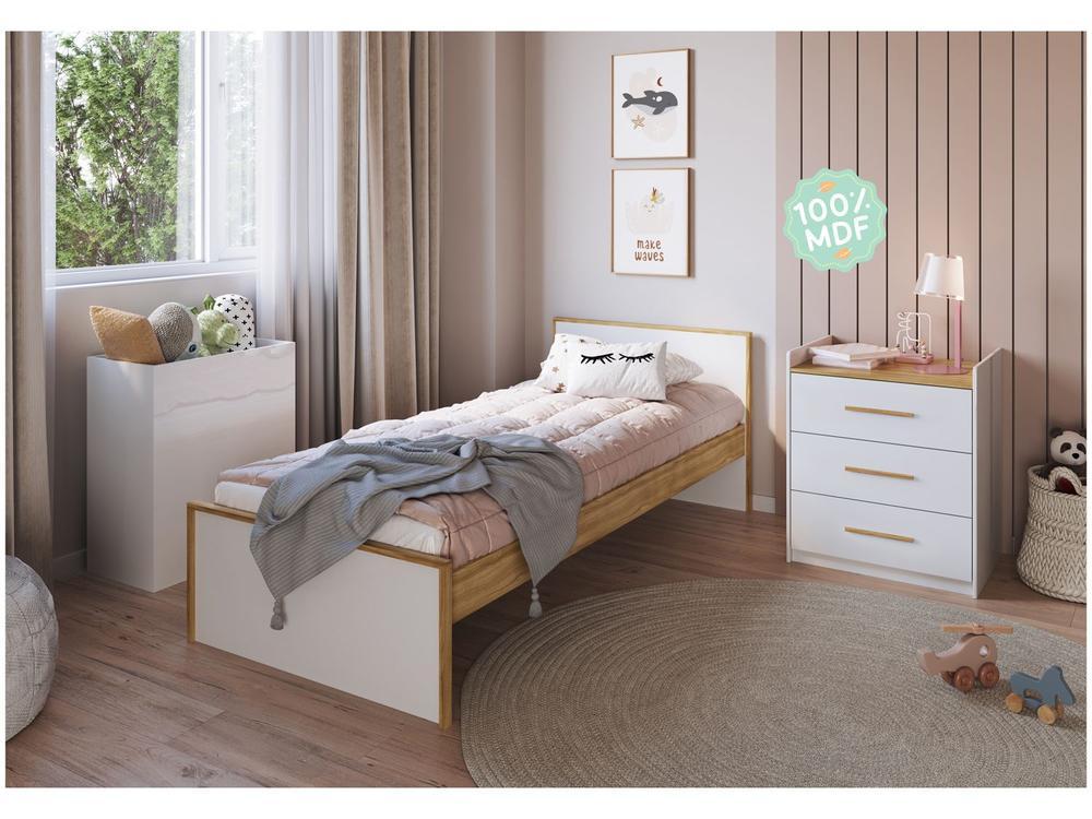 Berço 4 em 1 Branco e Amêndoa Moveis Peroba Confort Multi - 4