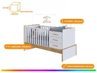 Berço 4 em 1 Branco e Amêndoa Moveis Peroba Confort Multi - 2