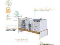 Berço 4 em 1 Branco e Amêndoa Moveis Peroba Confort Multi - 8