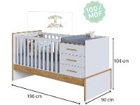 Berço 4 em 1 Branco e Amêndoa Moveis Peroba Confort Multi - 9