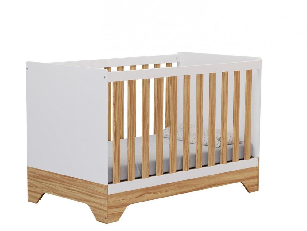 Berço Mini Cama Branco e Amêndoa Moveis Peroba Encantare - 1