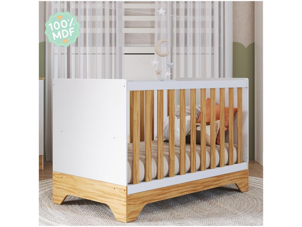 Berço Mini Cama Branco e Amêndoa Moveis Peroba Encantare - 3