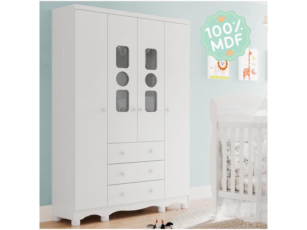 Guarda-roupa de Bebê 3 Gavetas 4 Portas Moveis Peroba Ninho - 4