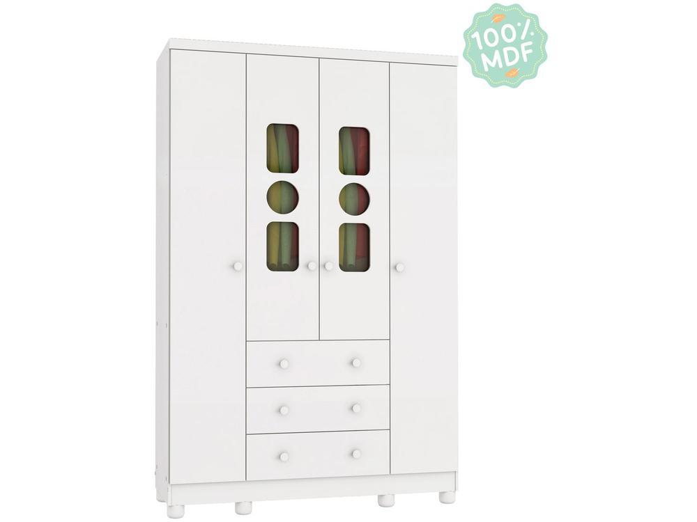 Guarda-roupa de Bebê 3 Gavetas 4 Portas Moveis Peroba Ninho - 7