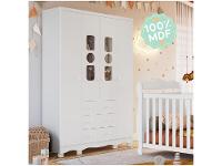 Guarda-roupa de Bebê 3 Gavetas 4 Portas Moveis Peroba Ninho - 5