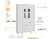 Guarda-roupa de Bebê 3 Gavetas 4 Portas Moveis Peroba Ninho - 9