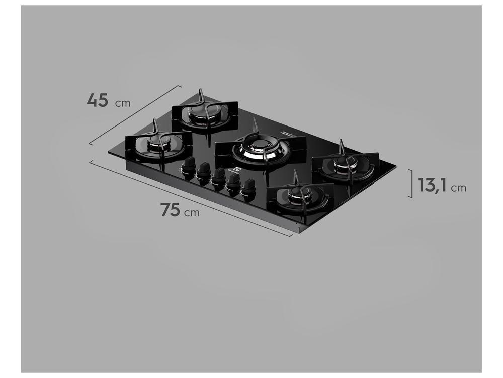 Cooktop 5 Bocas a Gás GLP Electrolux Preto Acendimento Automático Experience KE5GC - 5