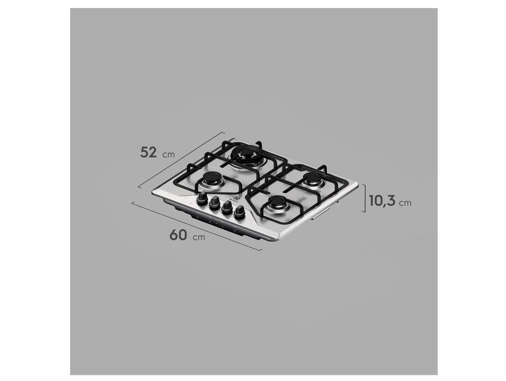 Cooktop 4 Bocas a Gás GLP Electrolux Inox KE4XC - 5