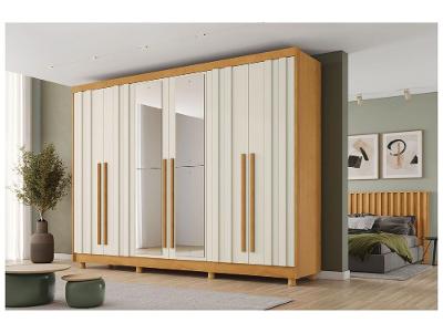 Guarda-roupa Casal com Espelho 4 Gavetas 6 Portas Made Marcs Torino