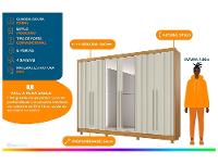 Guarda-roupa Casal com Espelho 4 Gavetas 6 Portas Made Marcs Torino - 2