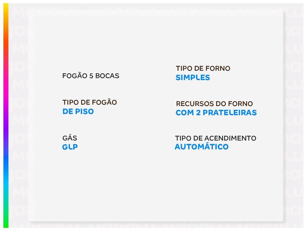 Fogão 5 Bocas Electrolux Inox Preto Mesa de Vidro Efficient FE5GB - 2
