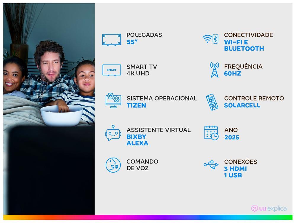 Smart TV 55" Samsung 4K UHD Crystal UHD UN55U8600FGXZD Tizen Bixby 3 HDMI - 2