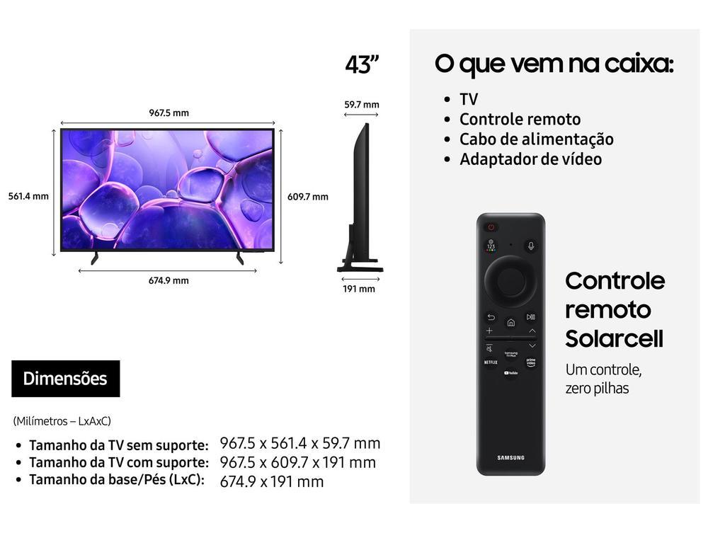 Smart TV 43" Samsung 4K UHD Crystal UHD UN43U8600FGXZD Tizen Bixby 3 HDMI - 7