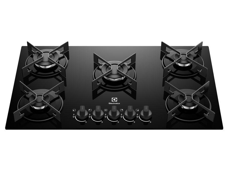Cooktop 5 Bocas a Gás GLP Electrolux Preto Acendimento Automático Efficient KE5GR - 1