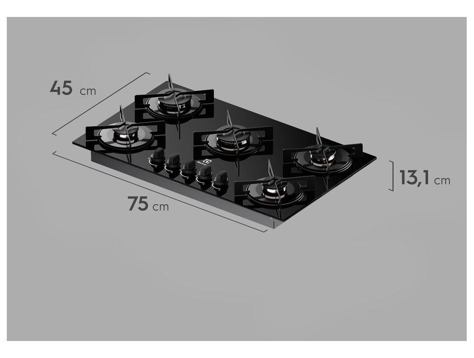 Cooktop 5 Bocas a Gás GLP Electrolux Preto Acendimento Automático Efficient KE5GR - 4