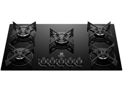 Cooktop 5 Bocas a Gás GLP Electrolux Mesa de Vidro Preto Acendimento Automático Efficient KE5GR