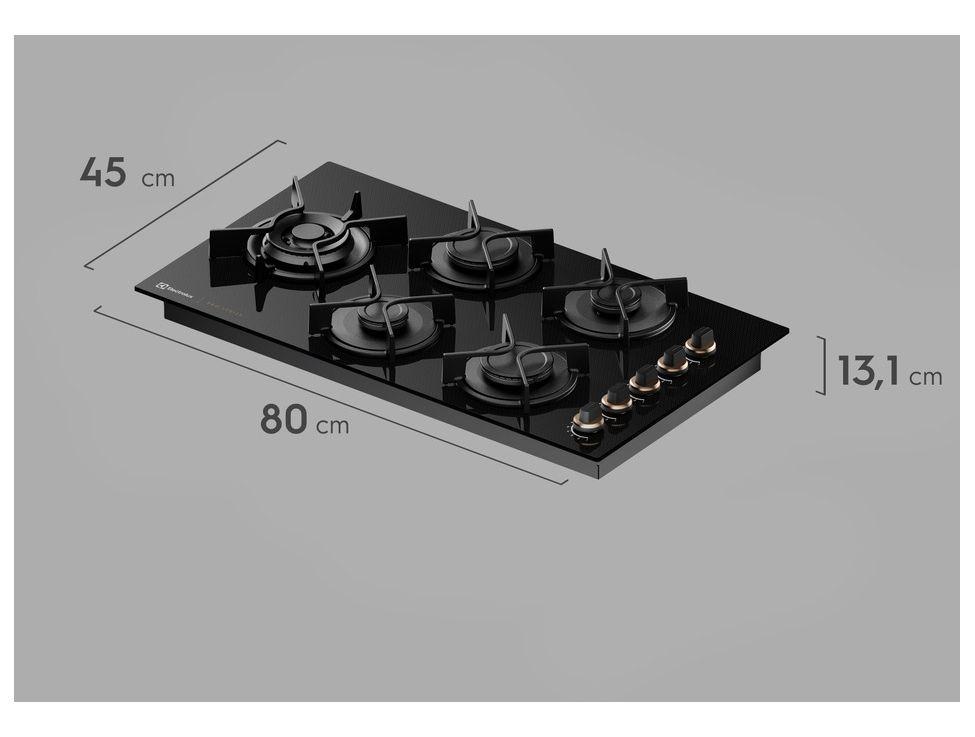 Cooktop 5 Bocas a Gás GLP Electrolux Preto Acendimento Automátic Pro Series KE5PS - 5