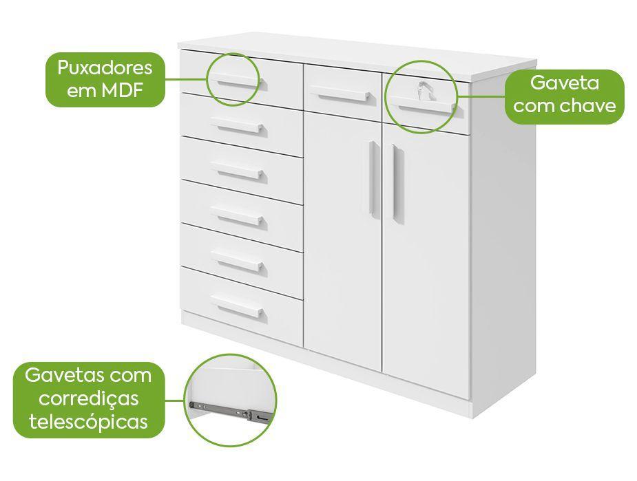 Cômoda Multiuso com Sapateira 8 Gavetas 2 Portas Móveis Lopas Toronto - 2