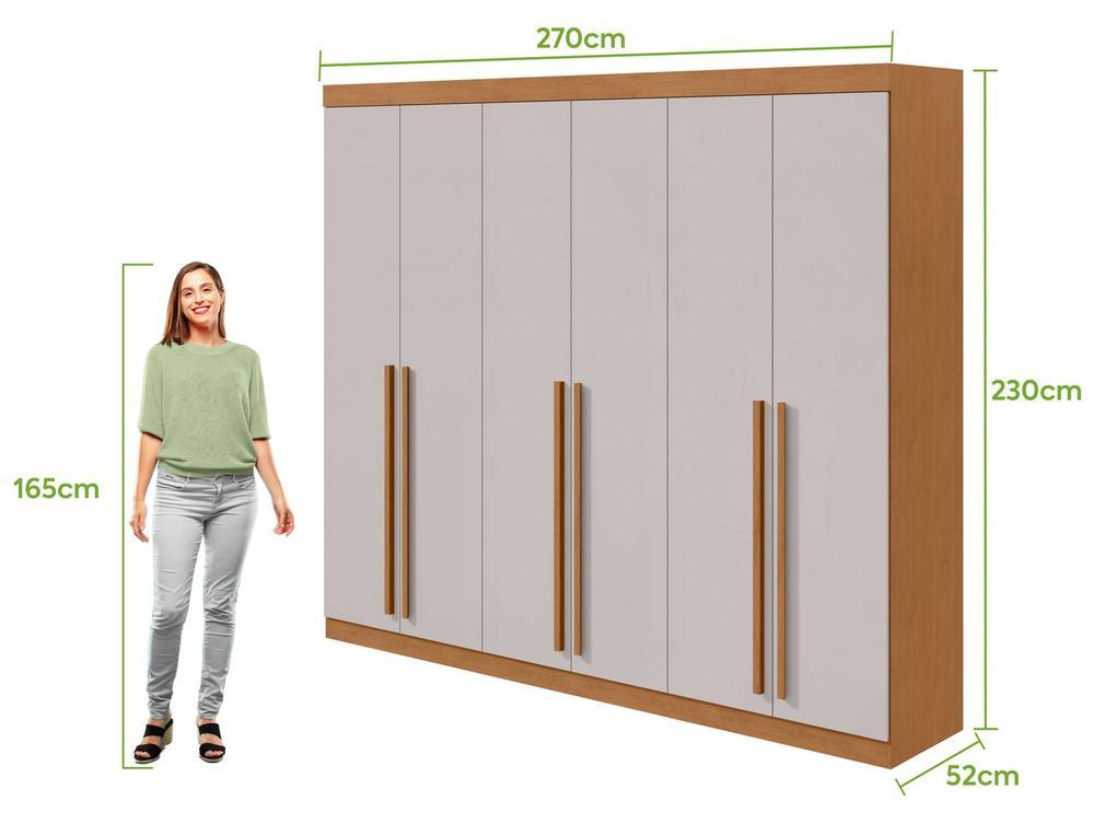 Guarda-roupa Casal 6 Gavetas 6 Portas Móveis Lopas Bertha - 3