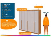 Guarda-roupa Casal 6 Gavetas 6 Portas Móveis Lopas Bertha - 2