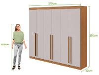 Guarda-roupa Casal 6 Gavetas 6 Portas Móveis Lopas Bertha - 3