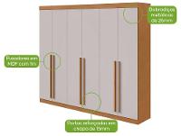 Guarda-roupa Casal 6 Gavetas 6 Portas Móveis Lopas Bertha - 5