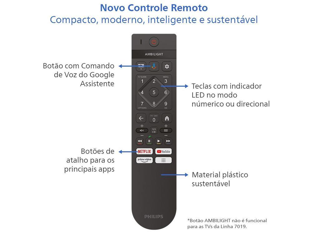 Smart TV 70" Philips 4K UHD DLED 70PUG7019/78 Google TV Quad Core Google Assistente 3 HDMI - 4