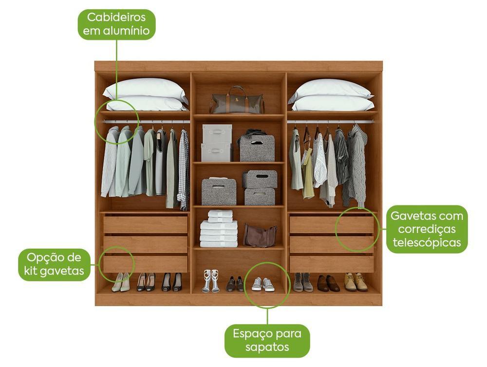Guarda-roupa Casal 6 Gavetas 6 Portas Móveis Lopas Bertha - 4
