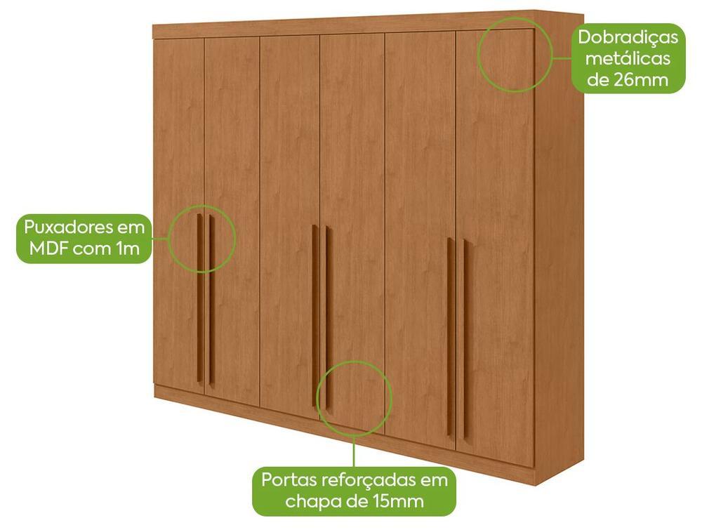 Guarda-roupa Casal 6 Gavetas 6 Portas Móveis Lopas Bertha - 5