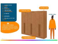 Guarda-roupa Casal 6 Gavetas 6 Portas Móveis Lopas Bertha - 2