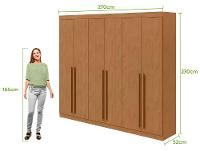 Guarda-roupa Casal 6 Gavetas 6 Portas Móveis Lopas Bertha - 3