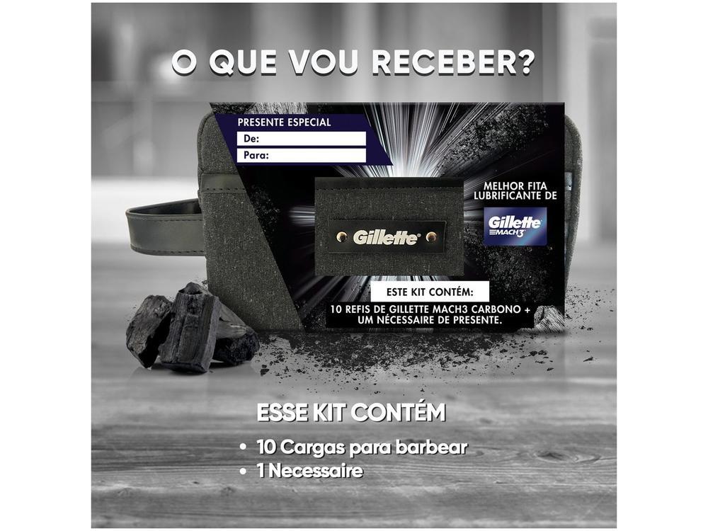 Kit Carga para Aparelho de Barbear Gillette Mach 3 Carbono 10 Unidades  com Necessaire - 8