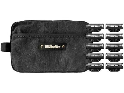 Kit Carga para Aparelho de Barbear Gillette Mach 3 Carbono 10 Unidades  com Necessaire