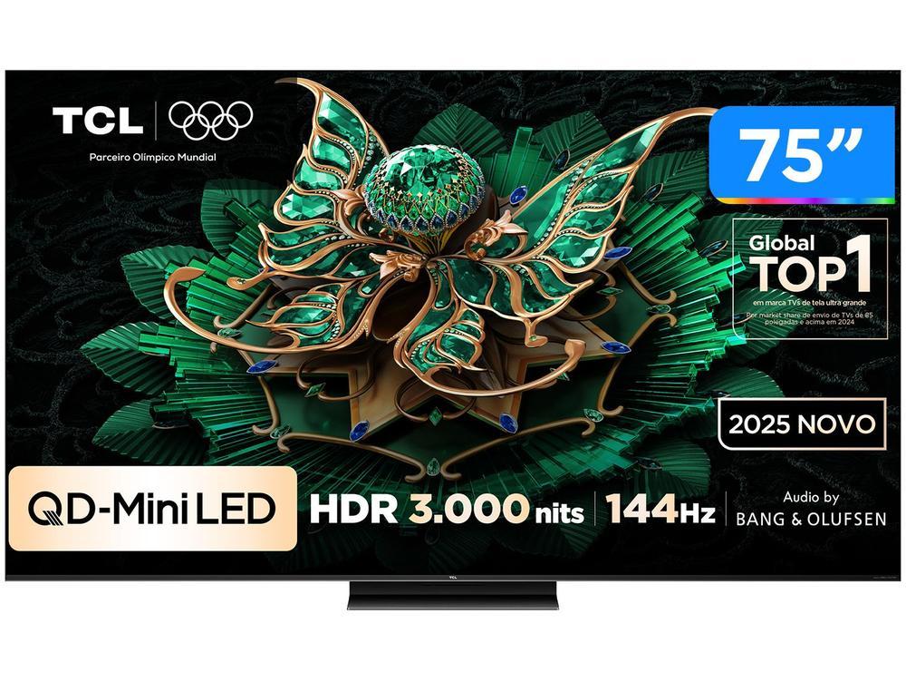 Smart TV 75" TCL 4K UHD MiniLED 75C7K 144Hz Google TV AiPQ Pro Google Assistente 4 HDMI - 1