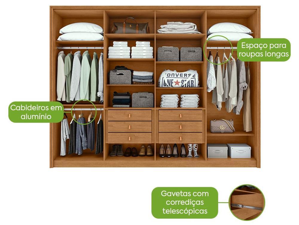 Guarda-roupa Casal 6 Gavetas 8 Portas Móveis Lopas Ergon - 4