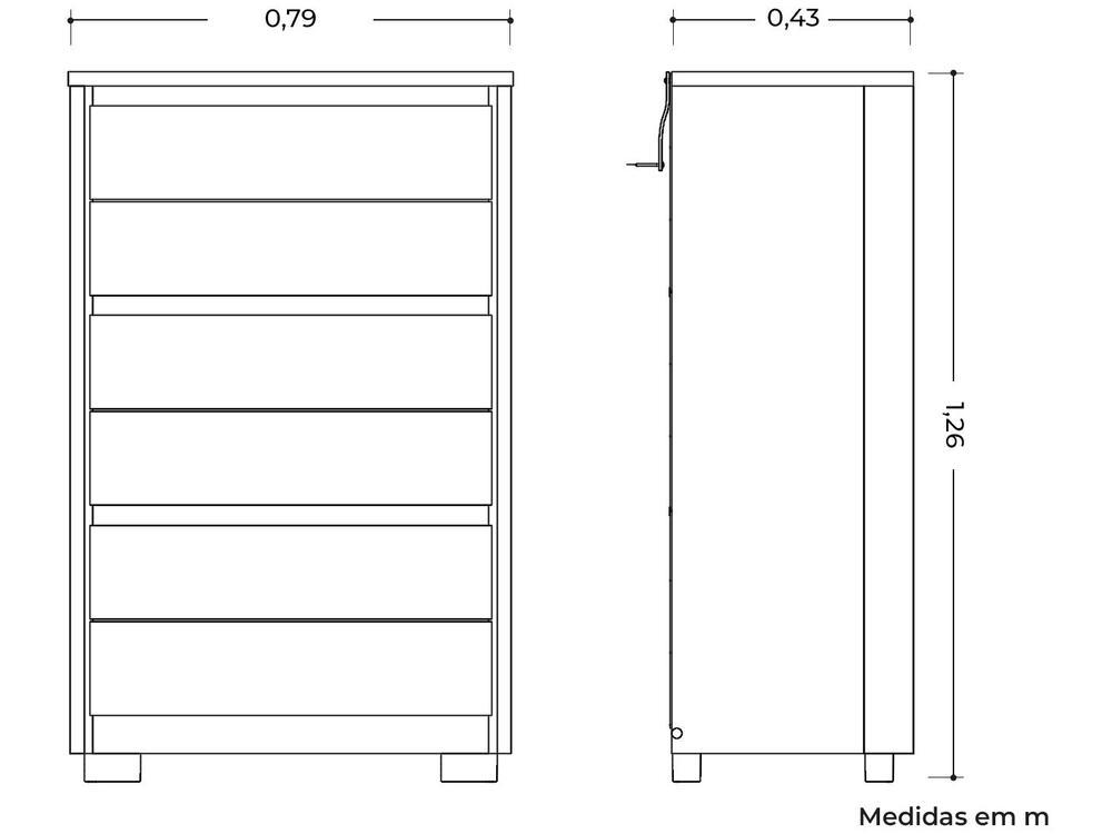 Cômoda 6 Gavetas Móveis Albatroz Unno - 4