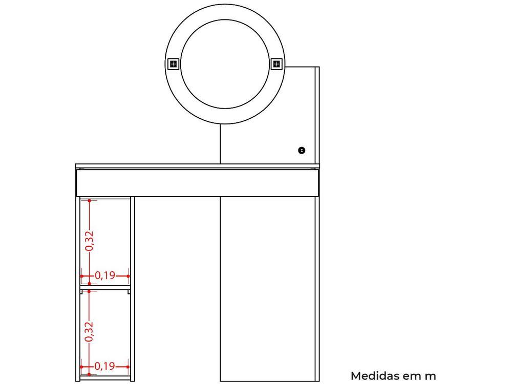 Penteadeira com Espelho e LED Móveis Albatroz Aurea - 5