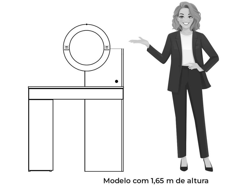 Penteadeira com Espelho e LED Móveis Albatroz Aurea - 6