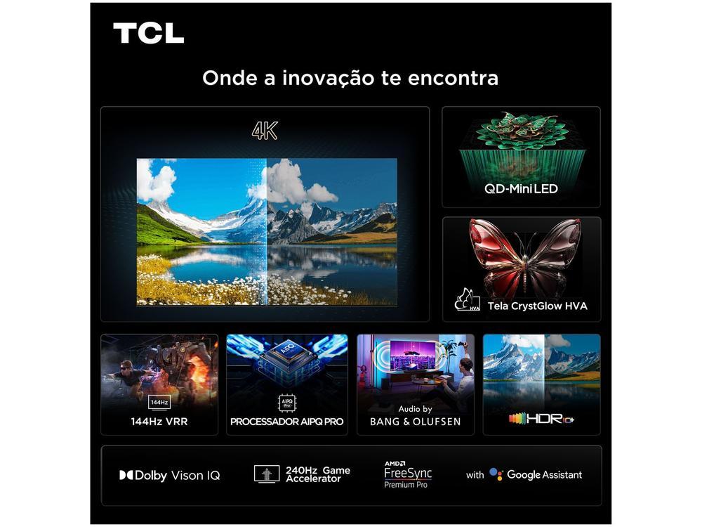 Smart TV 65" TCL 4K UHD MiniLED 65C7K 144Hz Google TV AiPQ Pro Google Assistente 4 HDMI - 4