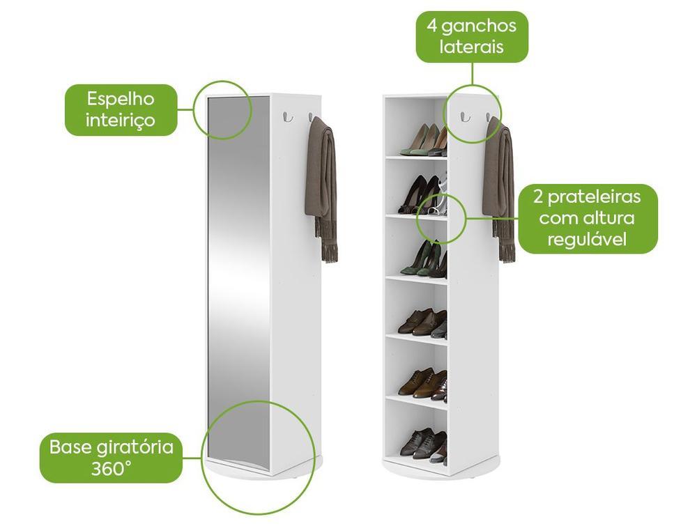 Sapateira com Espelho 5 Prateleiras Móveis Lopas Esthela - 2