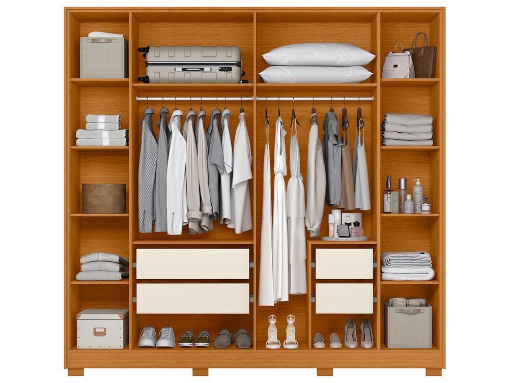 Guarda-roupa Casal 4 Gavetas 6 Portas Móveis Albatroz Deville - 5