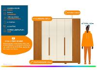 Guarda-roupa Casal 4 Gavetas 6 Portas Móveis Albatroz Deville - 2